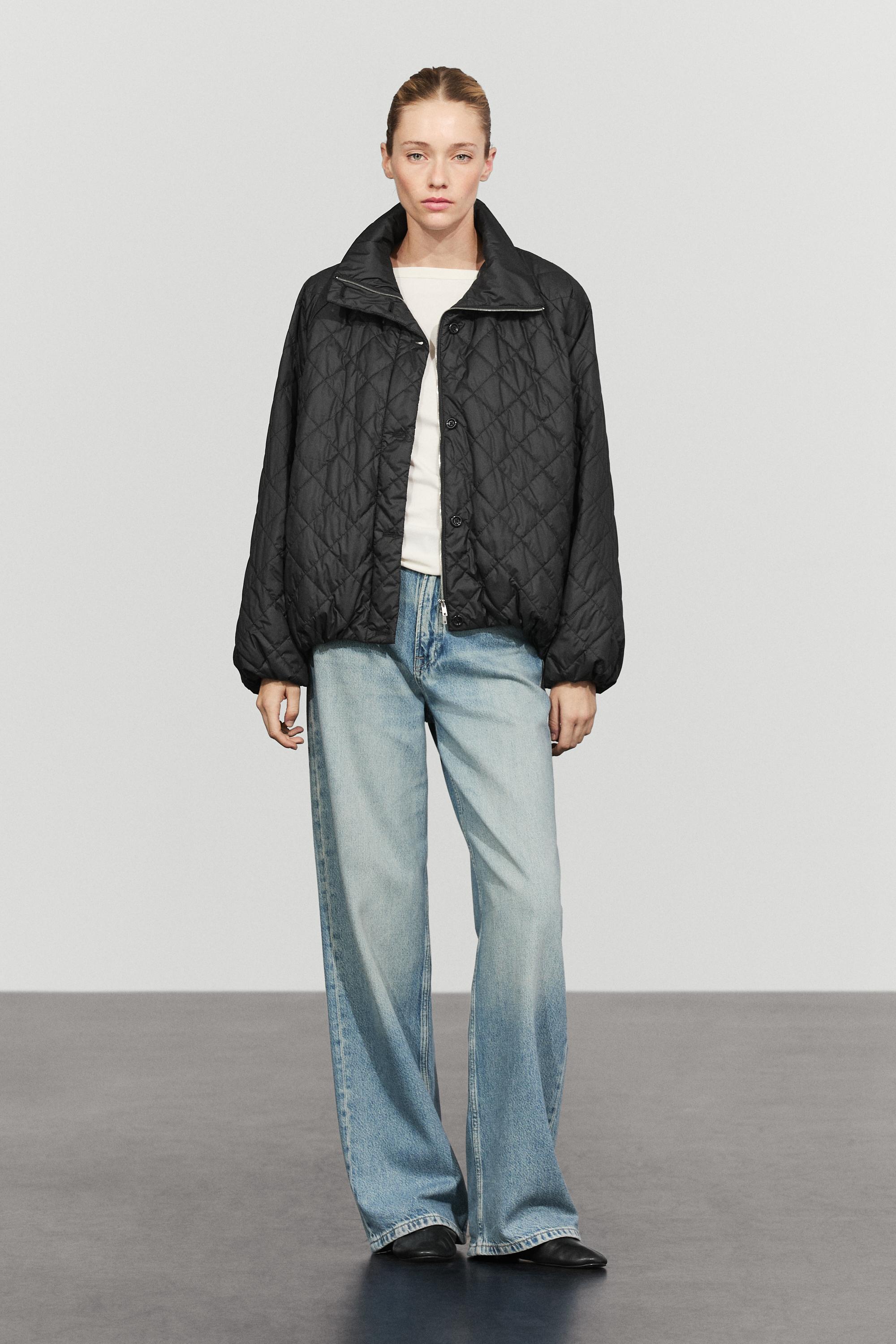 High neck quilted bomber jacket